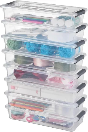 8 Pack 4QT Clear Plastic Storage Bins with Lids Stackable Storage Box for Crafts, Supplies Plastic Container Bins for Organizing (Small 8Pack)