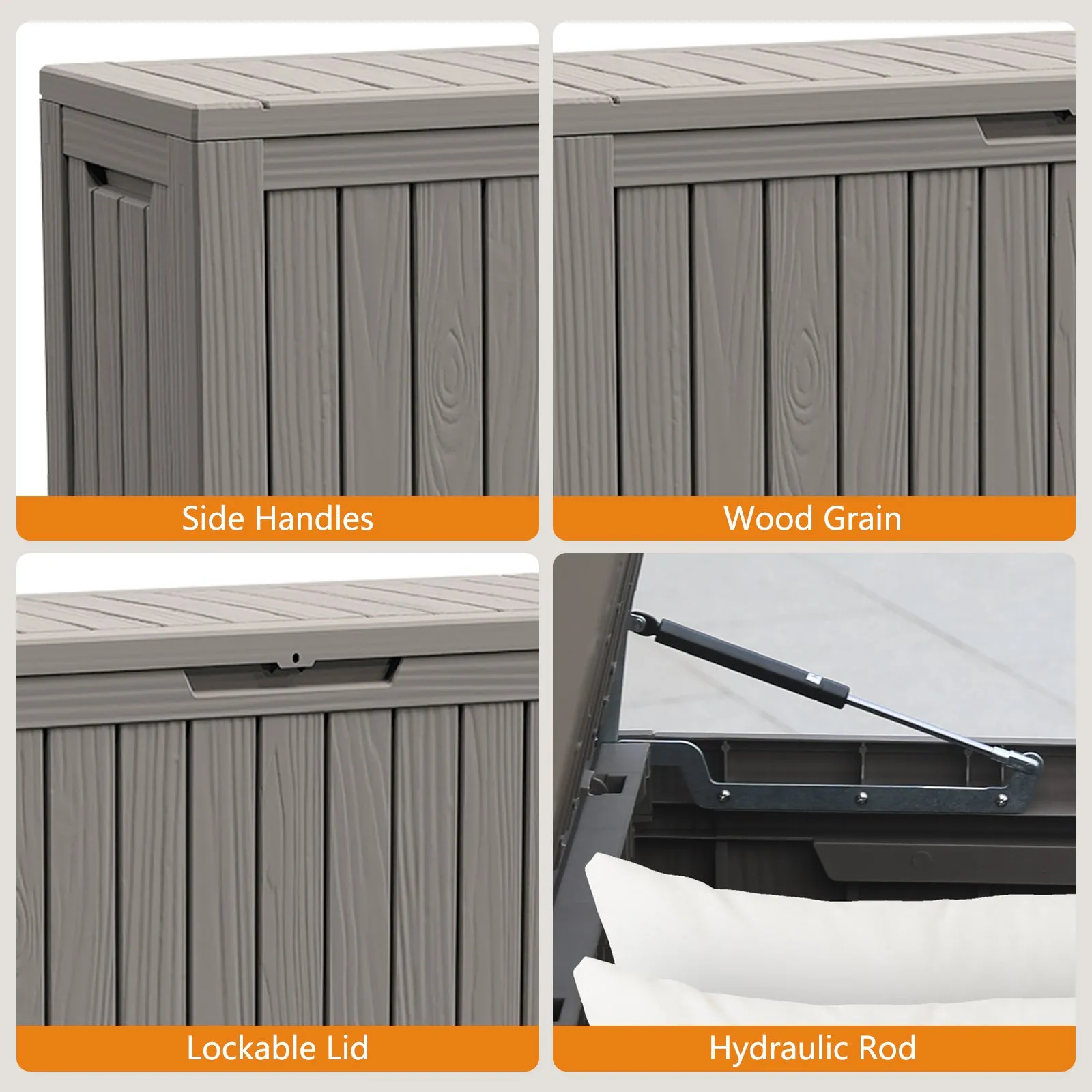 80 Gallon Waterproof Deck Box Patio Furniture Storage Box with Lockable Lid, PP Outdoor Storage Bin for Garden, Yard, Poolside