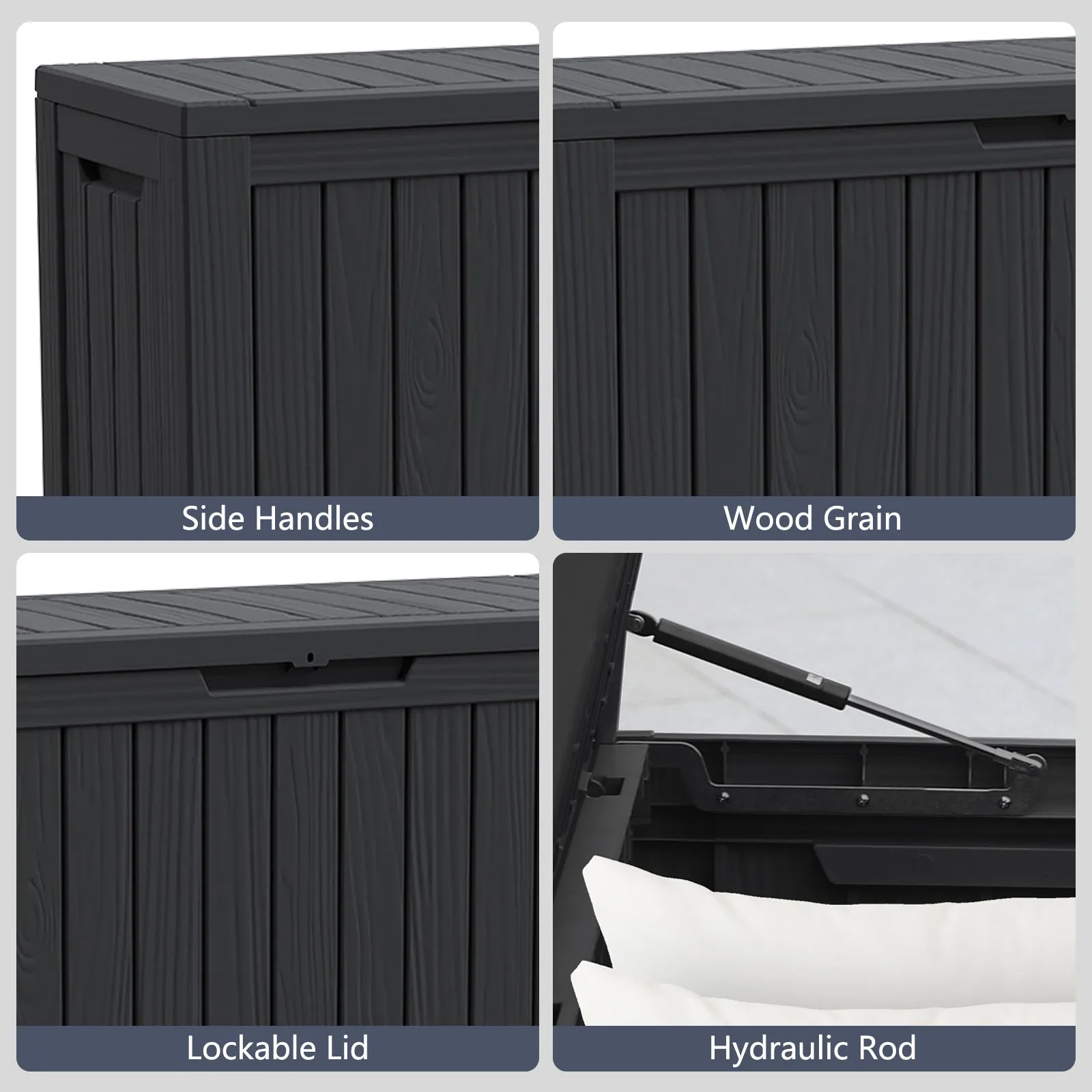 80 Gallon Waterproof Deck Box Patio Furniture Storage Box with Lockable Lid, PP Outdoor Storage Bin for Garden, Yard, Poolside