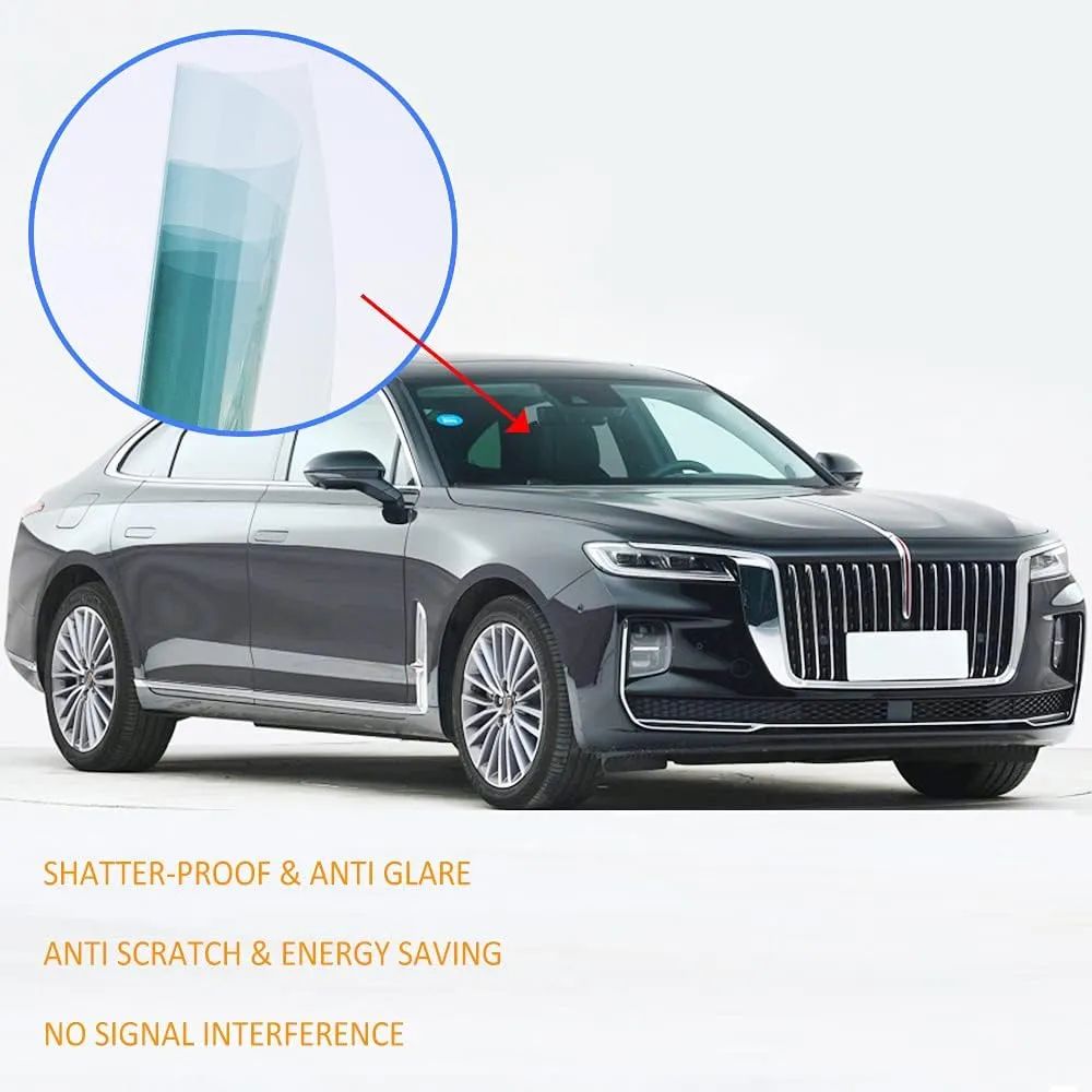80% VLT Nano Ceramic Car Front Window Film 99% Anti UV Heat Insulation Sun Blocking Solar Window Tint for Car Windshield Rear Side Window, Light Blue, 20Inch X 10Feet