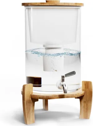 9 Liter Glass Countertop Water Filter - Countertop Water Filter System - 9L (2.25 Gallon) Alkaline Water Purifier - No Electricity, Plumbing or Install - Home Counter Top Filtration Dispenser