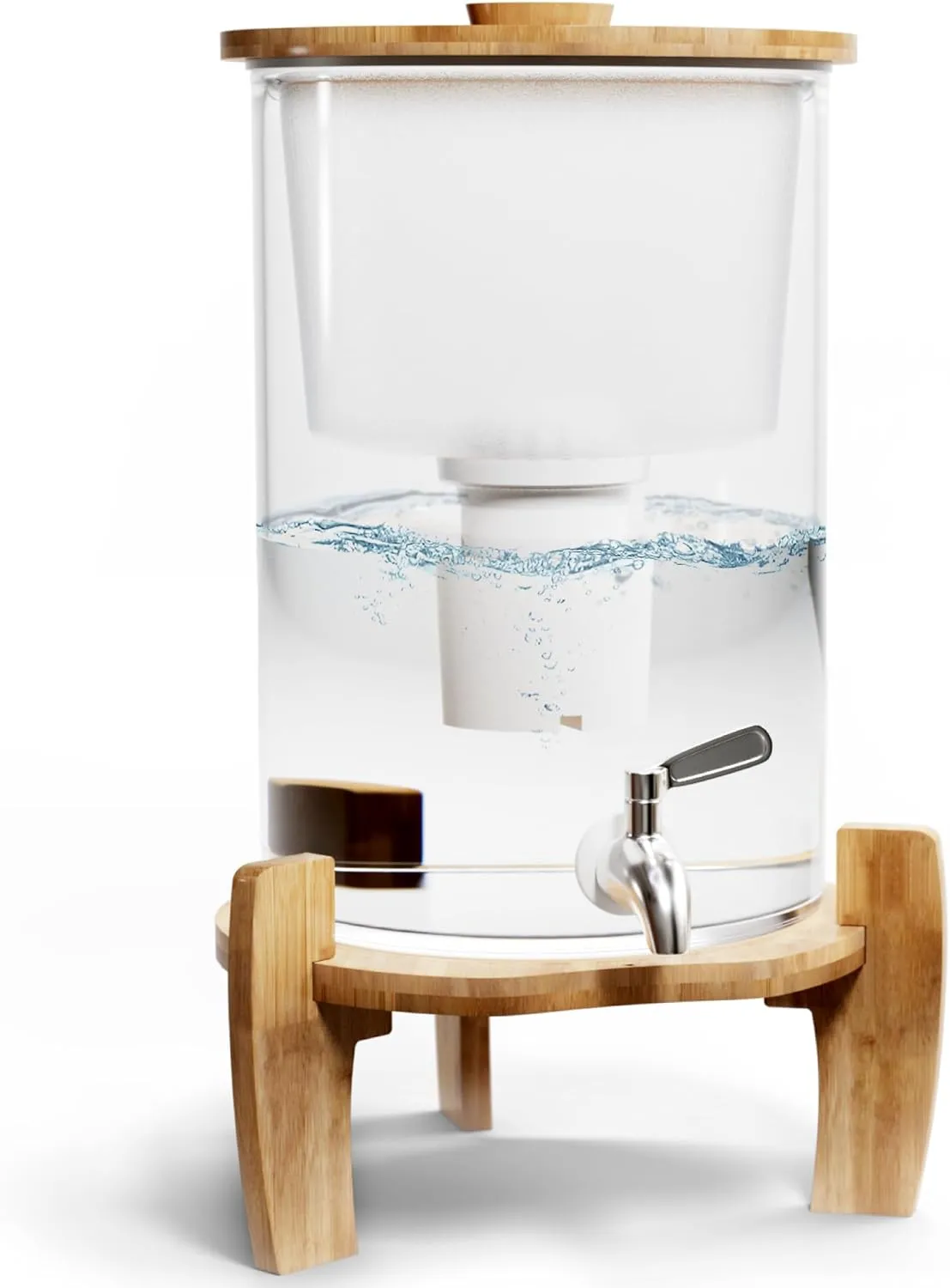 9 Liter Glass Countertop Water Filter - Countertop Water Filter System - 9L (2.25 Gallon) Alkaline Water Purifier - No Electricity, Plumbing or Install - Home Counter Top Filtration Dispenser