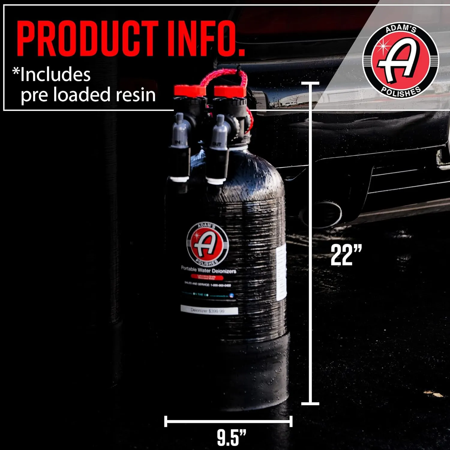 Adam's Polishes Portable Spotless Water Deionizer - Eliminates Water Spots, Spotless Rinse Touchless Detailing - Easy to Use Attaches to Regular Garden Hose (Deionizer)