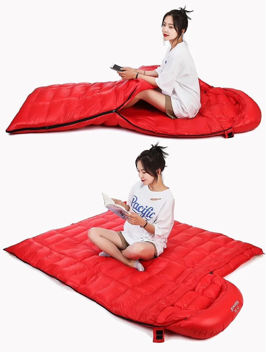 Adult Ultralight Envelope Goose Down Sleeping Bag Outdoor Backpacking Camping Hiking Travel Spring Summer Autumn Winter Portable
