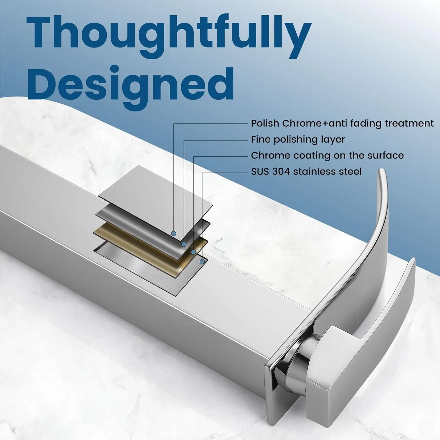Airuida Tall Bathroom Vessel Faucet Chrome Polish Waterfall Bathroom Single Handle Single Hole Deck Mount Bowl Mixer Tap with Large Waterfall Spout Bar Sink Faucet Lavatory Vanity