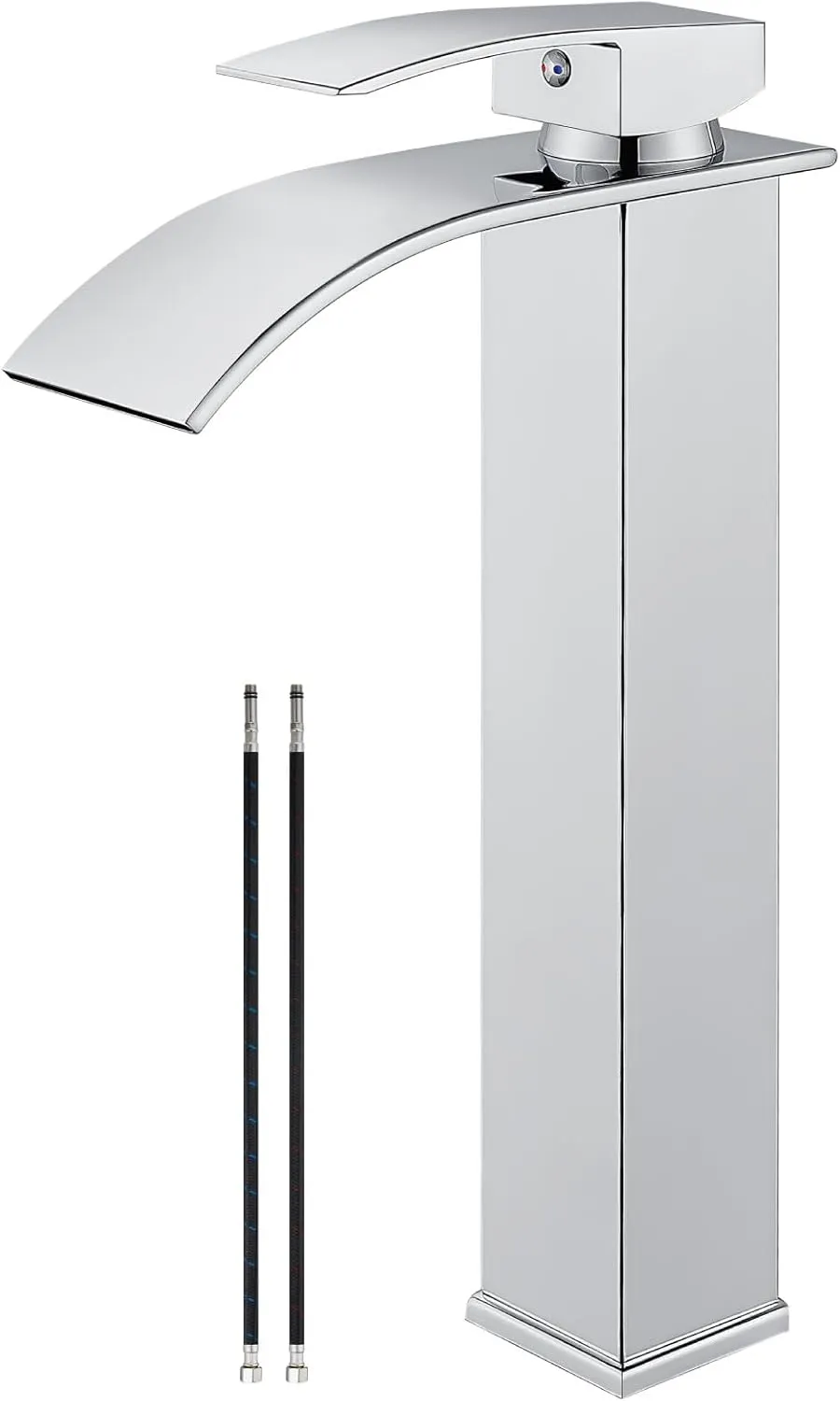 Airuida Tall Bathroom Vessel Faucet Chrome Polish Waterfall Bathroom Single Handle Single Hole Deck Mount Bowl Mixer Tap with Large Waterfall Spout Bar Sink Faucet Lavatory Vanity
