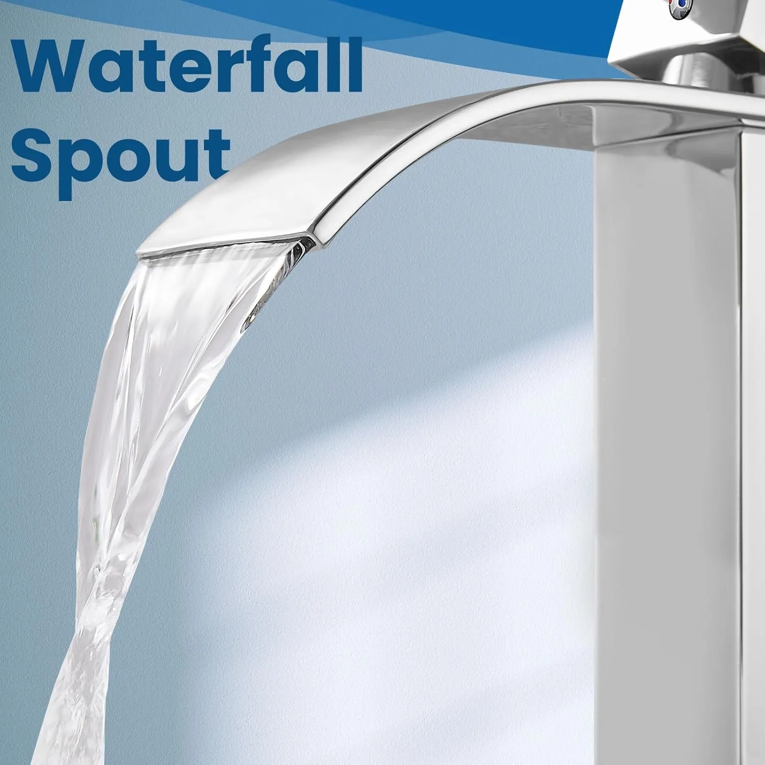Airuida Tall Bathroom Vessel Faucet Chrome Polish Waterfall Bathroom Single Handle Single Hole Deck Mount Bowl Mixer Tap with Large Waterfall Spout Bar Sink Faucet Lavatory Vanity
