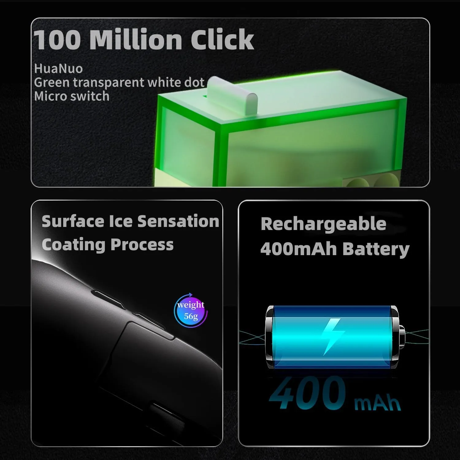 AJ159 8Khz Ultralight Gaming Mouse with RGB Magnetic Screen Charging Dock -30K dpi Optical Sensor - Huanuo 100 Million Click - Ice Sensation Coating Trip-Mode Mice