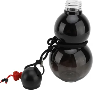 Akozon 800ml Gourd Water Bottle – Portable Chinese Retro Sports Bottle with Strap for Travel, Picnic, and Everyday Hydration (Black)