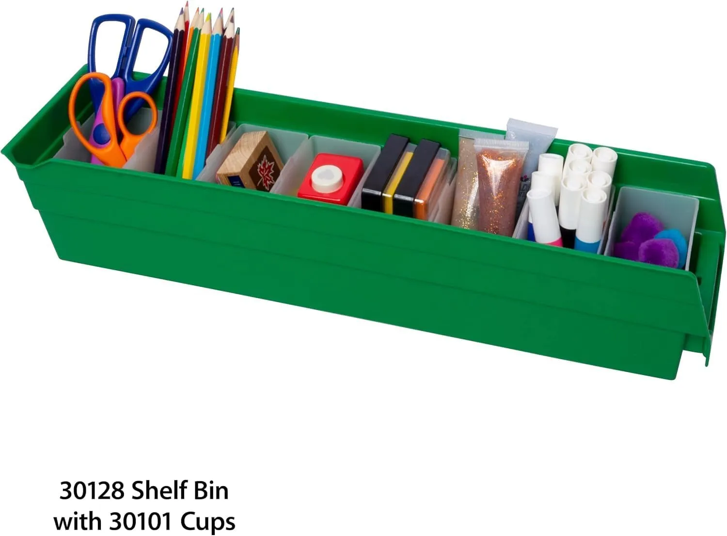 Akro-Mils 30128 Plastic Shelf Bins, Heavy Duty Storage Bins for Garage, Closet, and Drawer Organization, 18-Inch x 4-Inch x 4-Inch, Green, 12-Pack