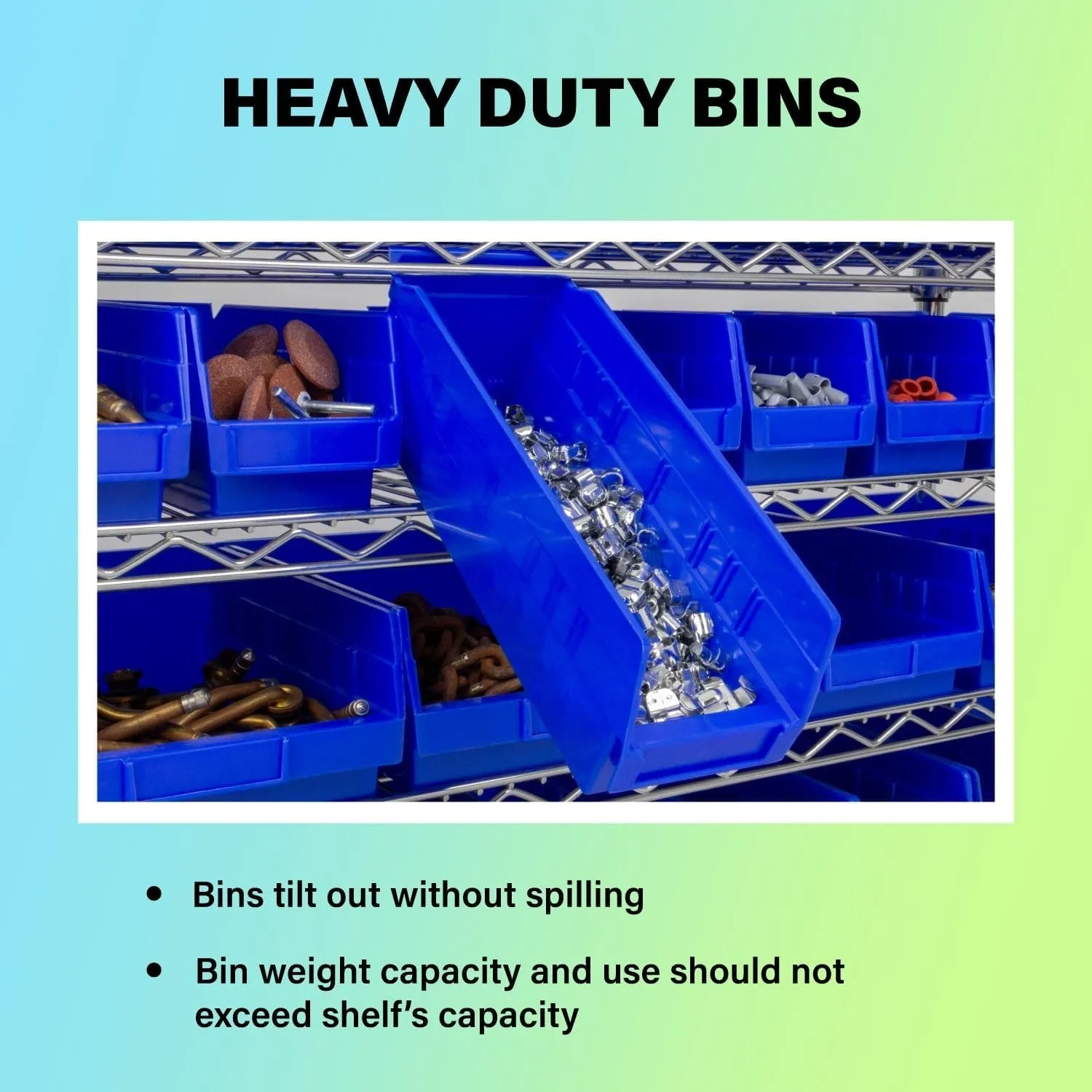 Akro-Mils 30128 Plastic Shelf Bins, Heavy Duty Storage Bins for Garage, Closet, and Drawer Organization, 18-Inch x 4-Inch x 4-Inch, Green, 12-Pack