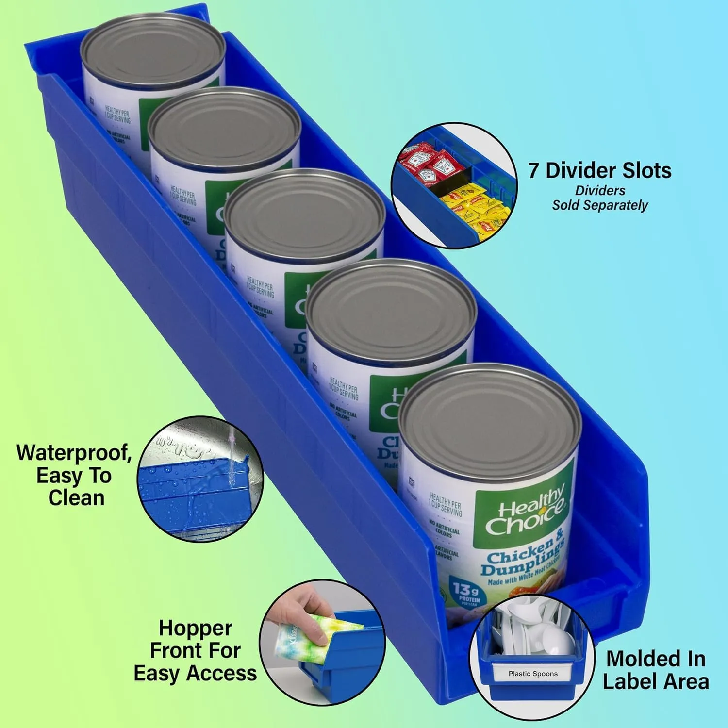Akro-Mils 30128 Plastic Shelf Bins, Heavy Duty Storage Bins for Garage, Closet, and Drawer Organization, 18-Inch x 4-Inch x 4-Inch, Green, 12-Pack