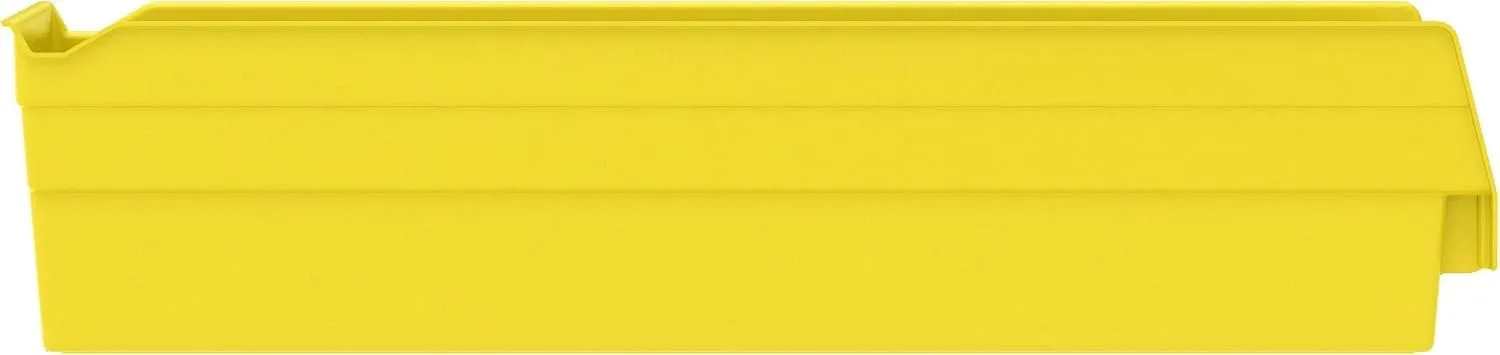 Akro-Mils 30128 Plastic Shelf Bins, Heavy Duty Storage Bins for Garage, Closet, and Drawer Organization, 18-Inch x 4-Inch x 4-Inch, Yellow, 12-Pack