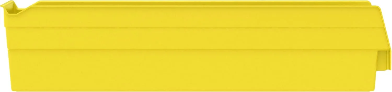 Akro-Mils 30128 Plastic Shelf Bins, Heavy Duty Storage Bins for Garage, Closet, and Drawer Organization, 18-Inch x 4-Inch x 4-Inch, Yellow, 12-Pack