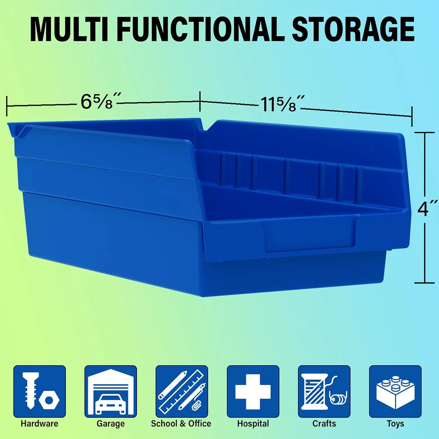 Akro-Mils 30130 Plastic Shelf Bins, Heavy Duty Storage Bins for Garage, Closet, and Drawer Organization, 12-Inch x 6-1/2-Inch x 4-Inch, Yellow, 12-Pack
