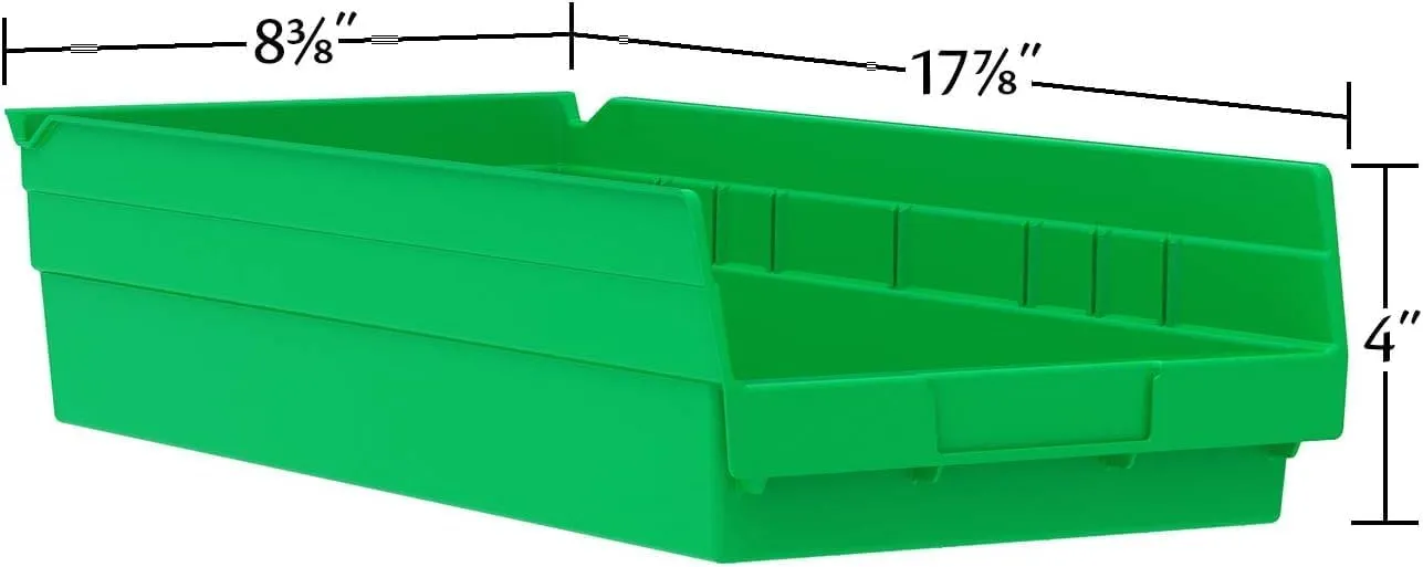 Akro-Mils 30158 Plastic Shelf Bins, Heavy Duty Storage Bins for Garage, Closet, and Drawer Organization, 18-Inch x 8-Inch x 4-Inch, Blue, 12-Pack