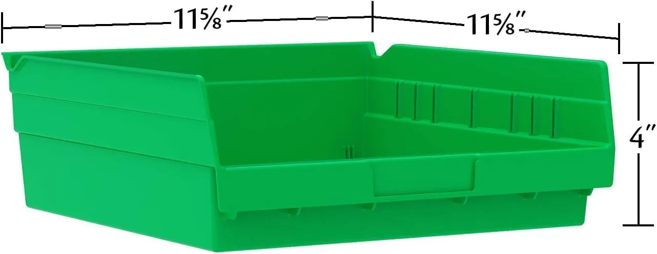 Akro-Mils 30170 Plastic Shelf Bins, Heavy Duty Storage Bins for Garage, Closet, and Drawer Organization, 12-Inch x 11-Inch x 4-Inch, Clear, 12-Pack