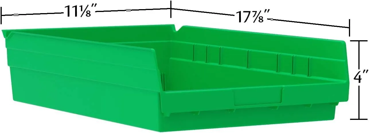 Akro-Mils 30178 Plastic Shelf Bins, Heavy Duty Storage Bins for Garage, Closet, and Drawer Organization, 18-Inch x 11-Inch x 4-Inch, Blue, 12-Pack