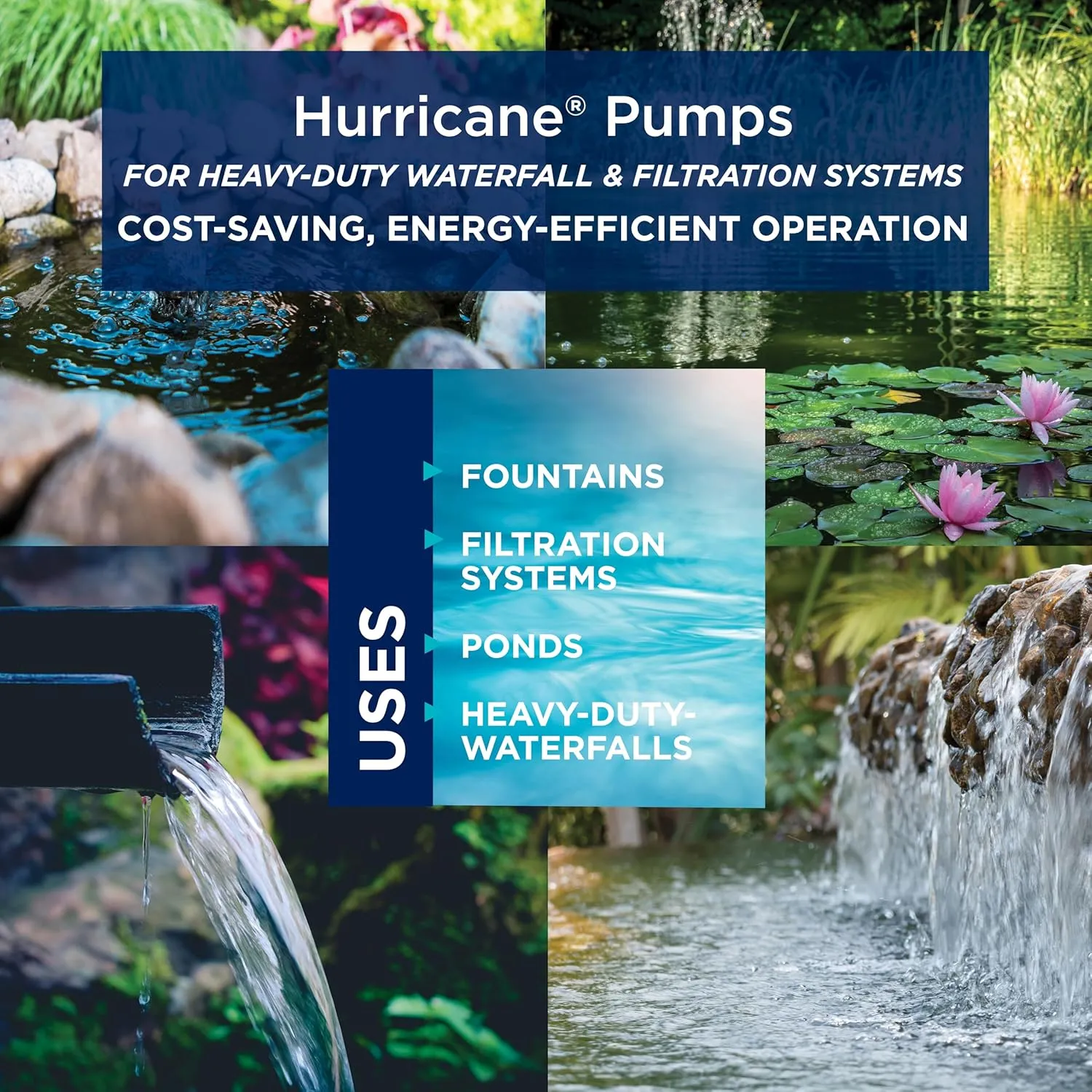 Alpine Corporation Submersible 4100 GPH Fountain Hurricane Pump for Large Fountains and Birdbaths Outdoor Décor Accessory
