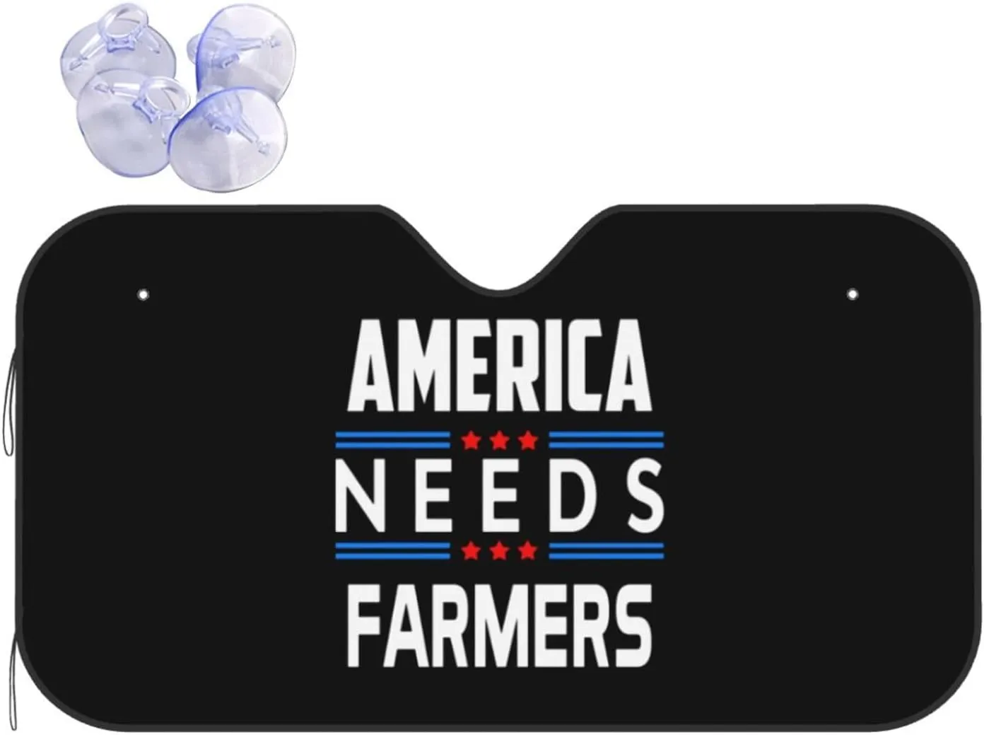 America Needs Farmers Car Windshield Sunshade Foldable Windshield Visor for Most Car Sedan Truck SUV Car Reflective Sun Visor Blocks Uv Rays and Heat, Small, Black