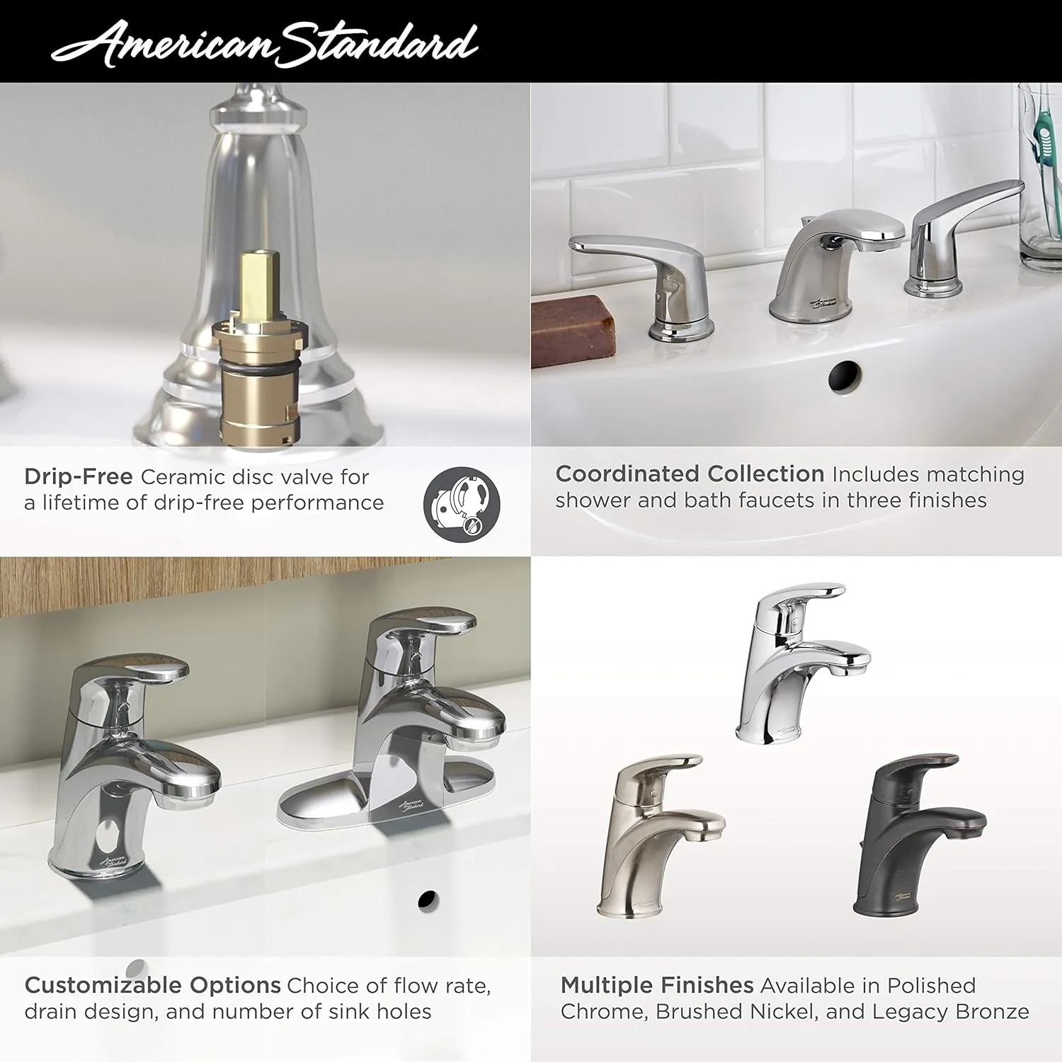 American Standard 7075100.295 Colony PRO Single-Handle Bathroom Faucet with Metal Pop-Up Drain-1.2 gpm, Brushed Nickel