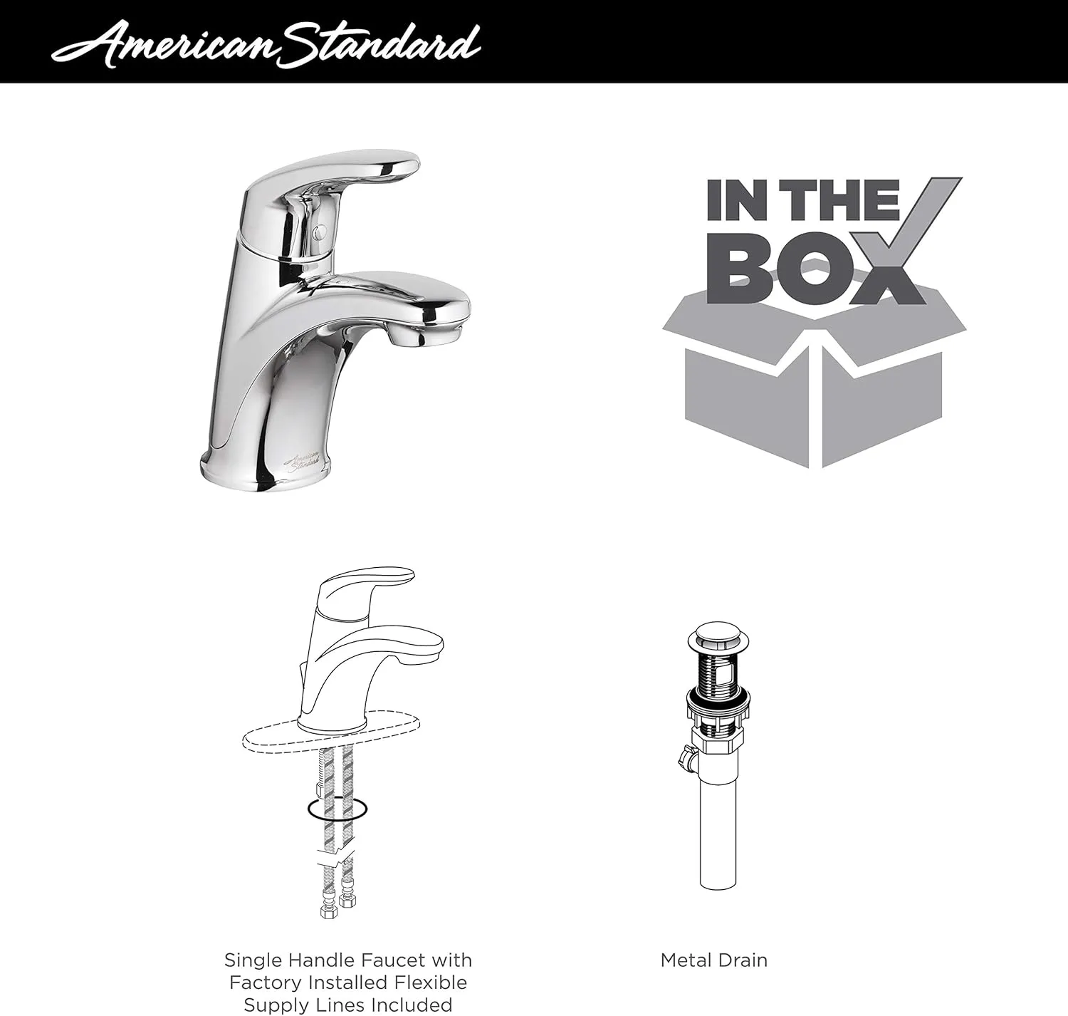 American Standard 7075100.295 Colony PRO Single-Handle Bathroom Faucet with Metal Pop-Up Drain-1.2 gpm, Brushed Nickel