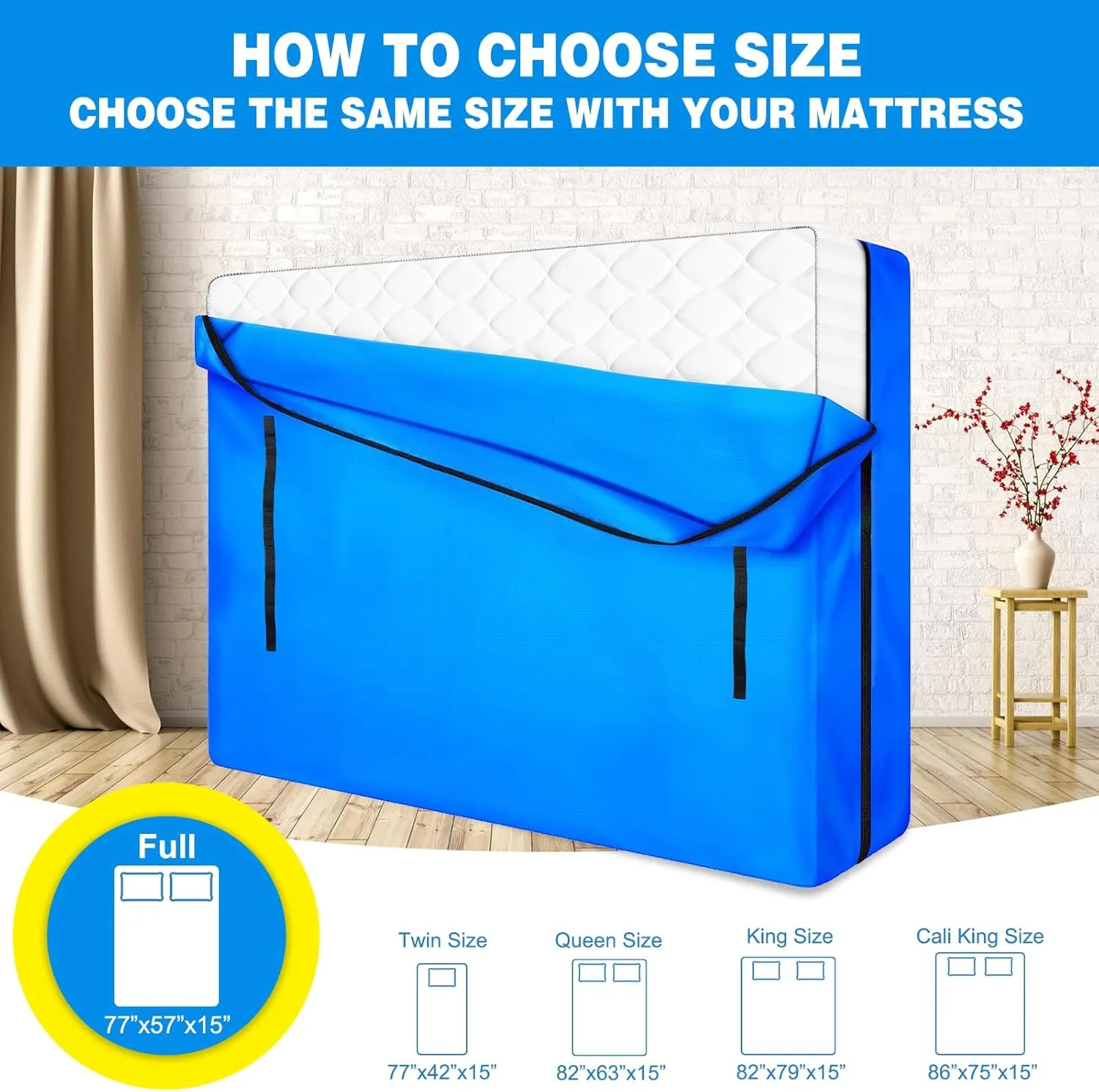 ANALIM Mattress Bags for Moving and Storage, Zippered Mattress Storage Bag with 8 Strong Carrying Handles, Cover Moving Supplies Reusable Mattress Protector (Full)