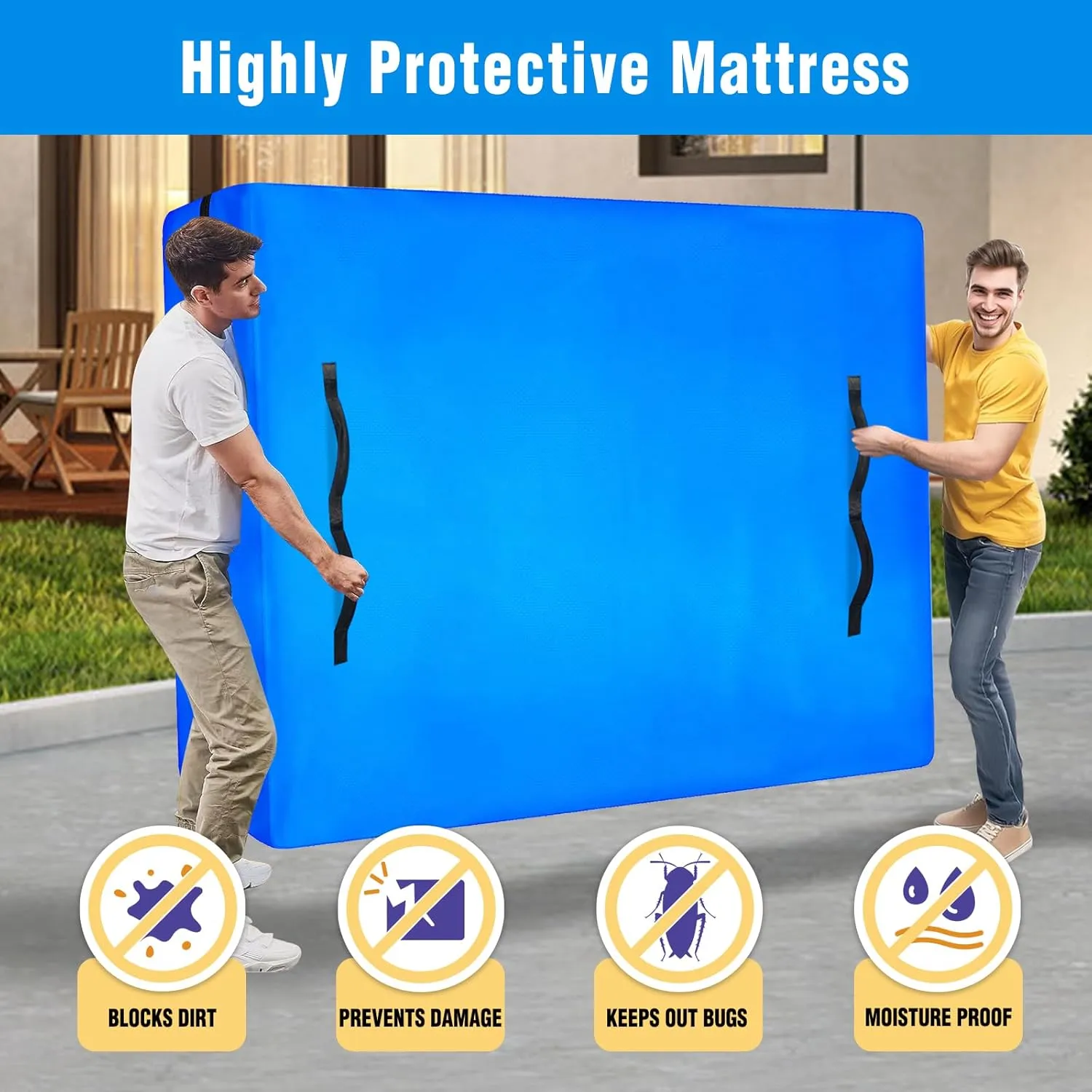 ANALIM Mattress Bags for Moving and Storage, Zippered Mattress Storage Bag with 8 Strong Carrying Handles, Cover Moving Supplies Reusable Mattress Protector (Full)
