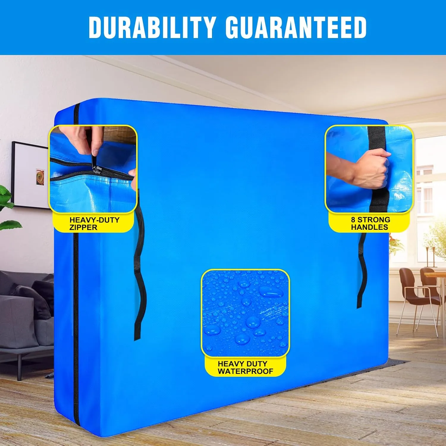 ANALIM Mattress Bags for Moving and Storage, Zippered Mattress Storage Bag with 8 Strong Carrying Handles, Cover Moving Supplies Reusable Mattress Protector (Full)