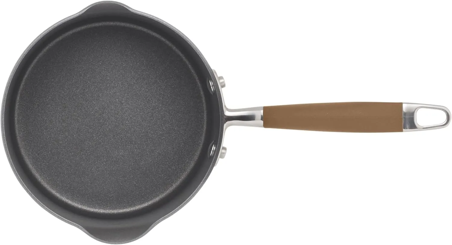 Anolon Advanced Hard Anodized Nonstick Sauce Pan/Saucepan with Straining and Lid, 2 Quart, Brown