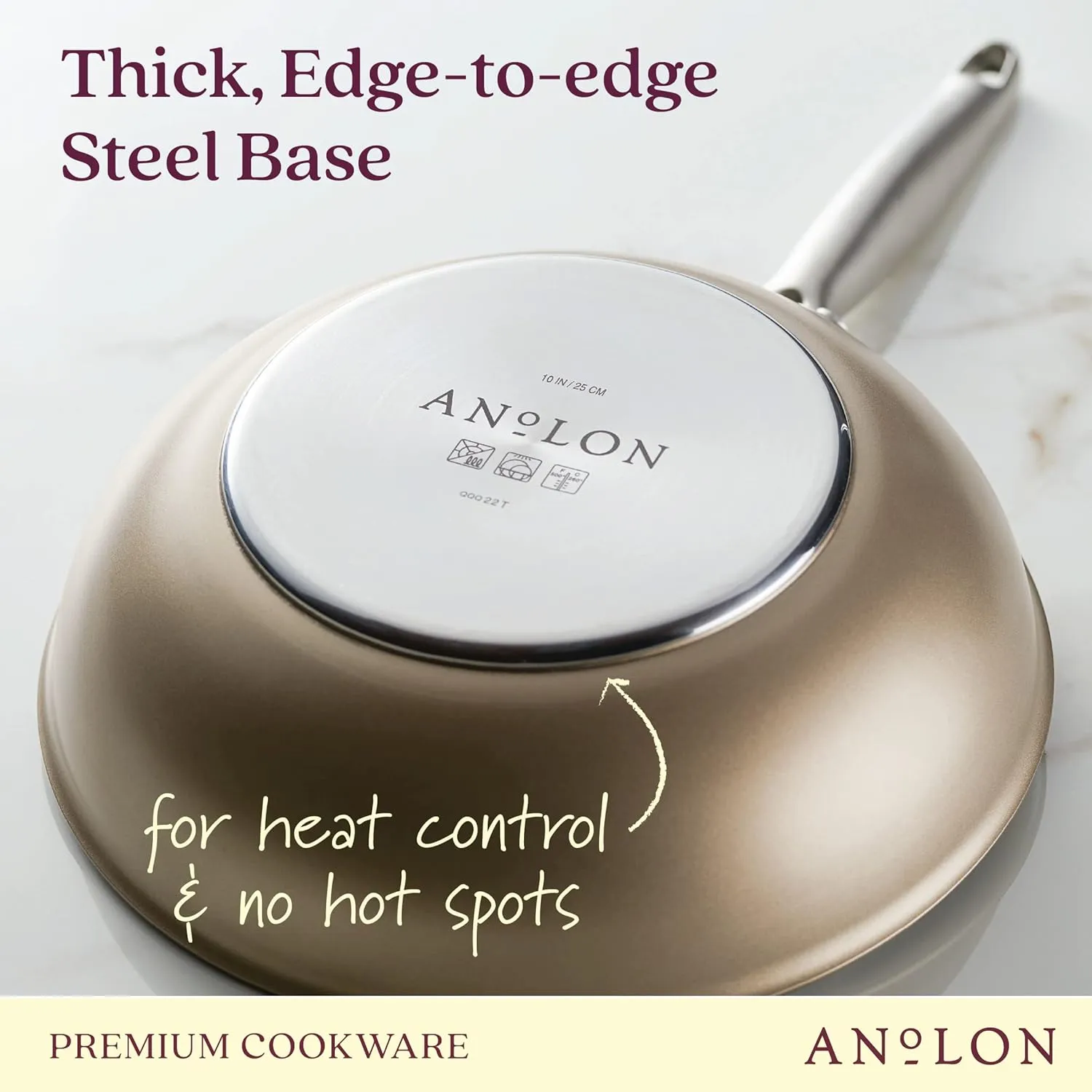 Anolon Ascend Hard Anodized Nonstick Stir Fry Pan/Wok - Good for All Stovetops (Gas, Glass Top, Electric & Induction), Dishwasher & Oven Safe with Stainless Steel Handle, 10 Inch - Bronze