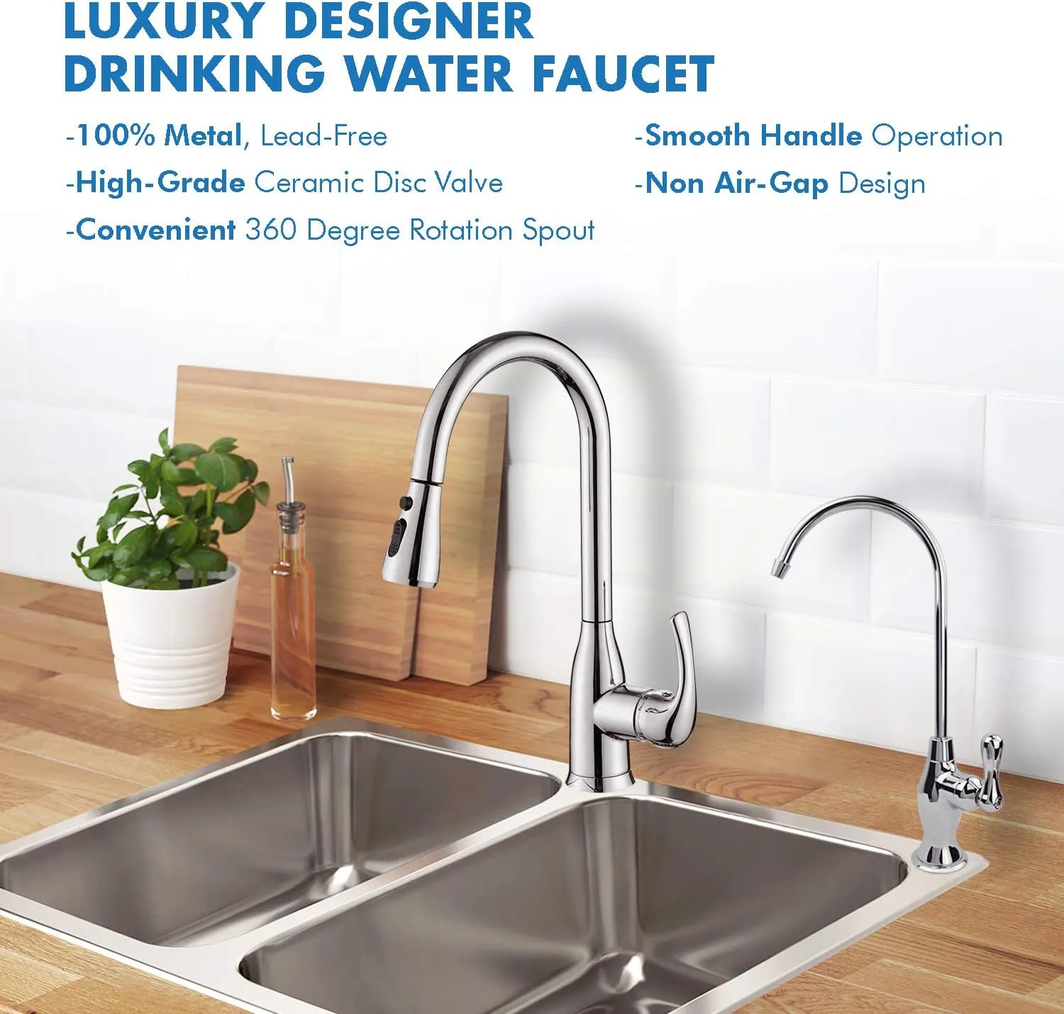 APEC Water Systems Faucet-CD-Coke Kitchen Drinking Water Ceramic Disc Luxury Designer Faucet, Non-Air Gap Lead-Free, Chrome Coke