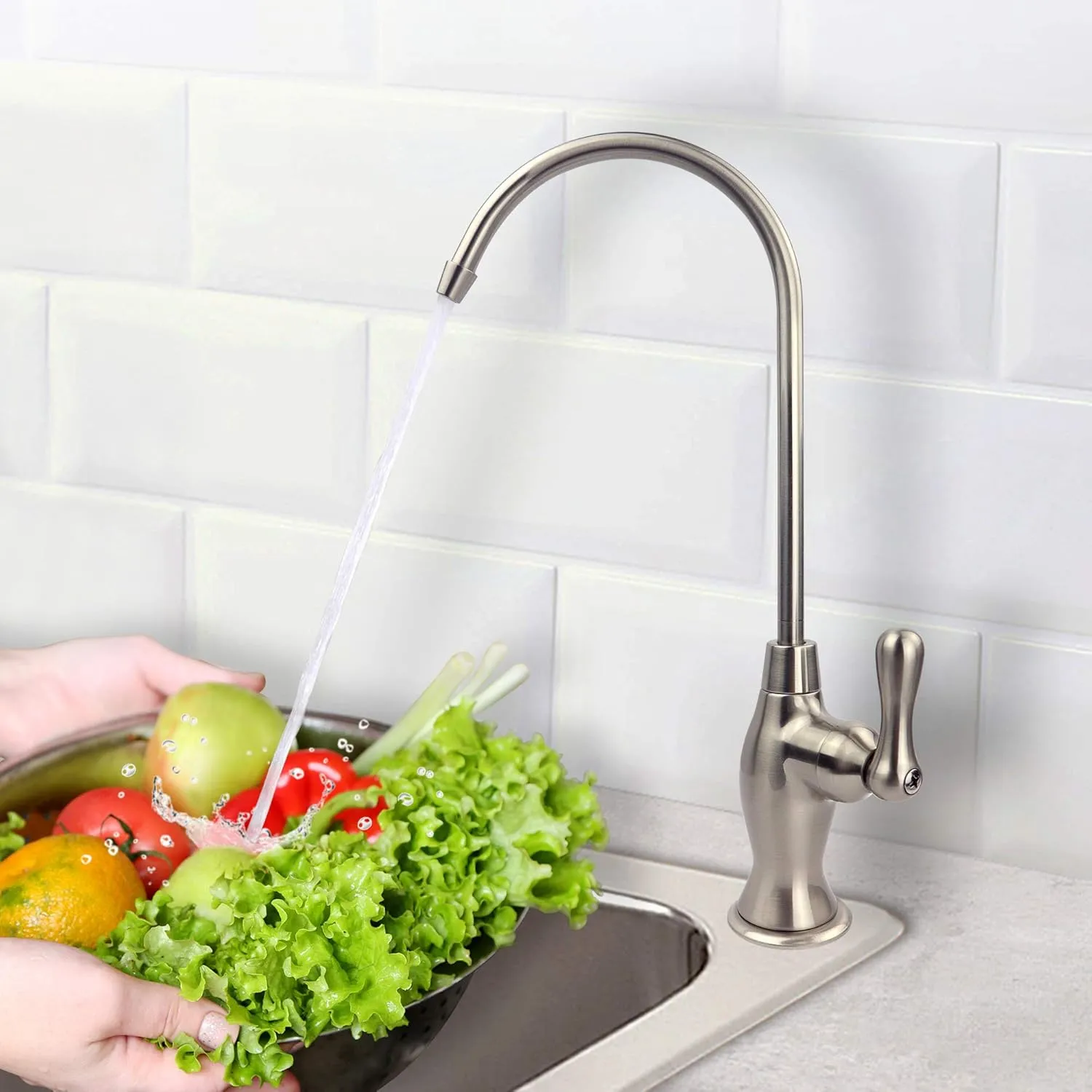 APEC Water Systems Faucet-CD-NP Kitchen Drinking Water Ceramic Disc Luxury Designer Faucet, Non-Air Gap Lead-Free, Brushed Nickel