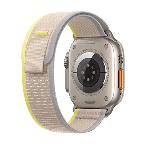 Apple Watch Ultra [GPS   Cellular 49 mm] smart watch w/Rugged Titanium Case & Yellow/Beige Trail Loop S/M Fitness Tracker, Precision GPS, Action Button, Extra-Long BatteryLife, Brighter Retina Display
