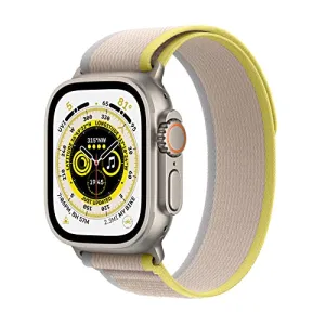 Apple Watch Ultra [GPS   Cellular 49 mm] smart watch w/Rugged Titanium Case & Yellow/Beige Trail Loop S/M Fitness Tracker, Precision GPS, Action Button, Extra-Long BatteryLife, Brighter Retina Display