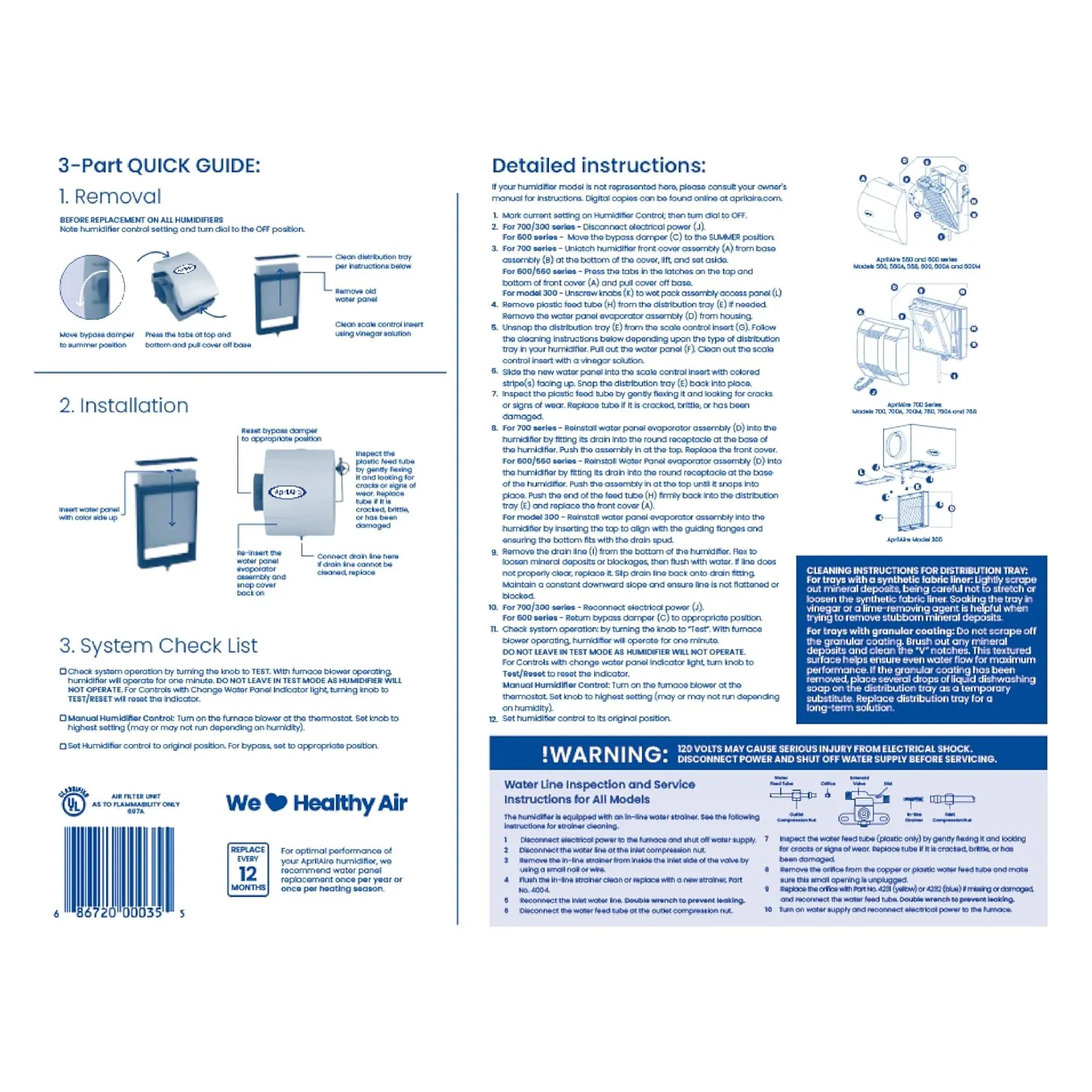 AprilAire 35 Water Panel Humidifier Filter Replacement for AprilAire Whole-House Humidifier Models 300, 350, 360, 560, 560A, 568, 600, 600A, 600M, 700, 700A, 700M, 760, 760A, 768 (Pack of 4)