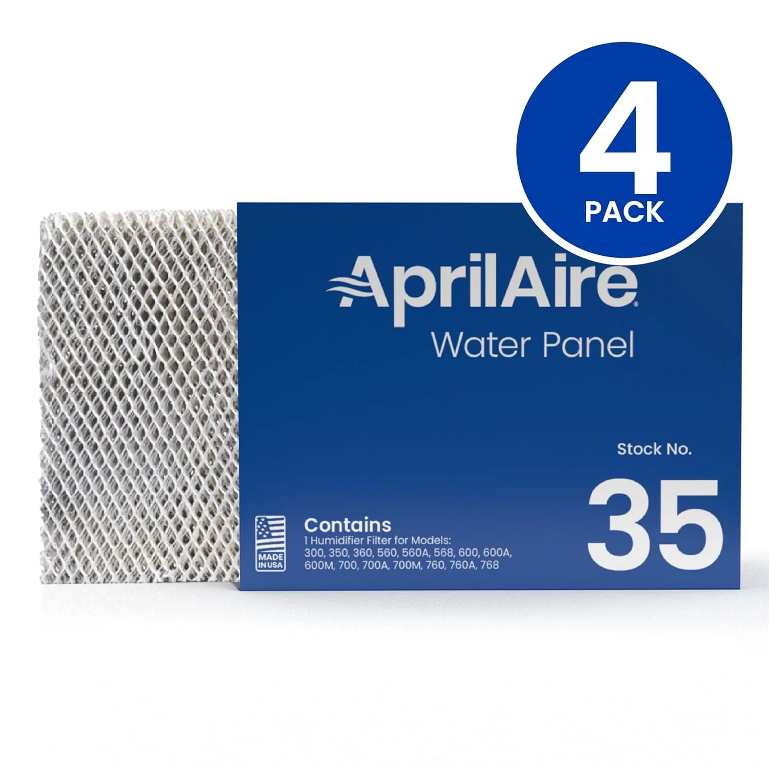 AprilAire 35 Water Panel Humidifier Filter Replacement for AprilAire Whole-House Humidifier Models 300, 350, 360, 560, 560A, 568, 600, 600A, 600M, 700, 700A, 700M, 760, 760A, 768 (Pack of 4)