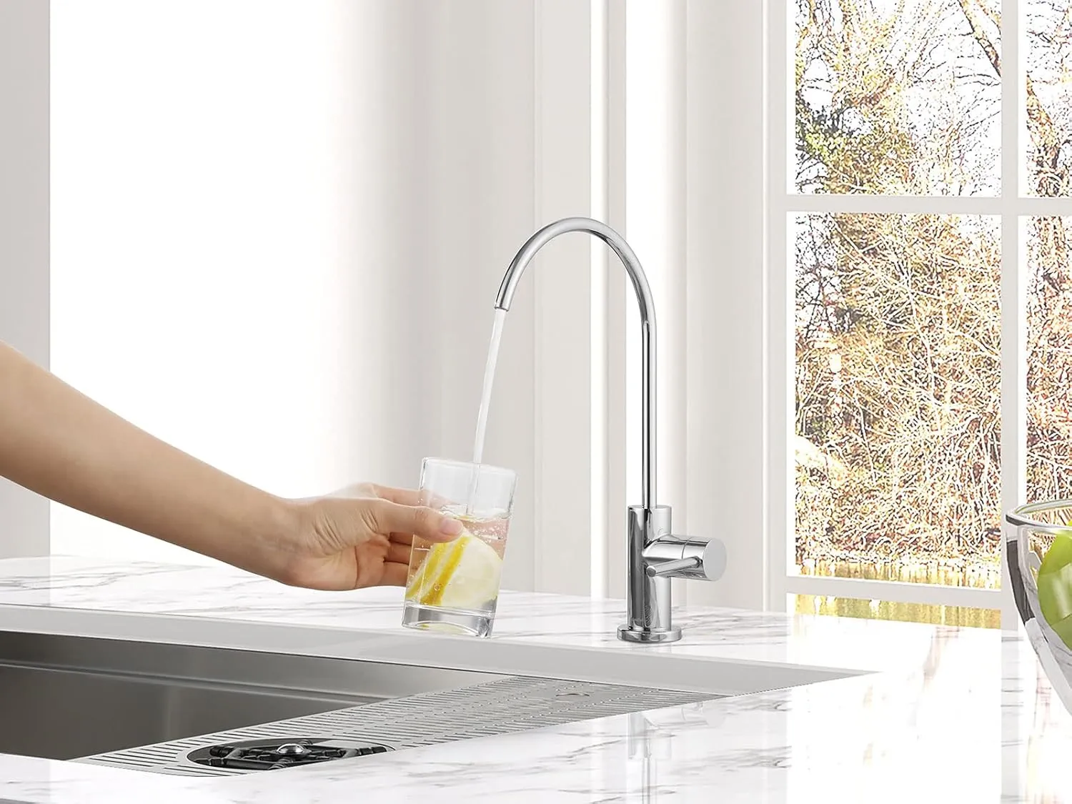 AS09CH Chrome Stainless Steel Kitchen Water Filter Faucet RO Faucet for Most Reverse Osmosis Units or Water Filtration System in Non-Air Gap