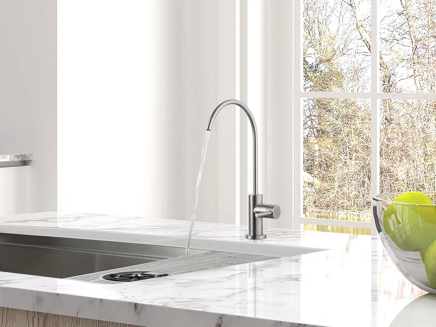 AS09SS Stainless Steel Kitchen Water Filter Faucet RO Faucet for Most Reverse Osmosis Units or Water Filtration System in Non-Air Gap