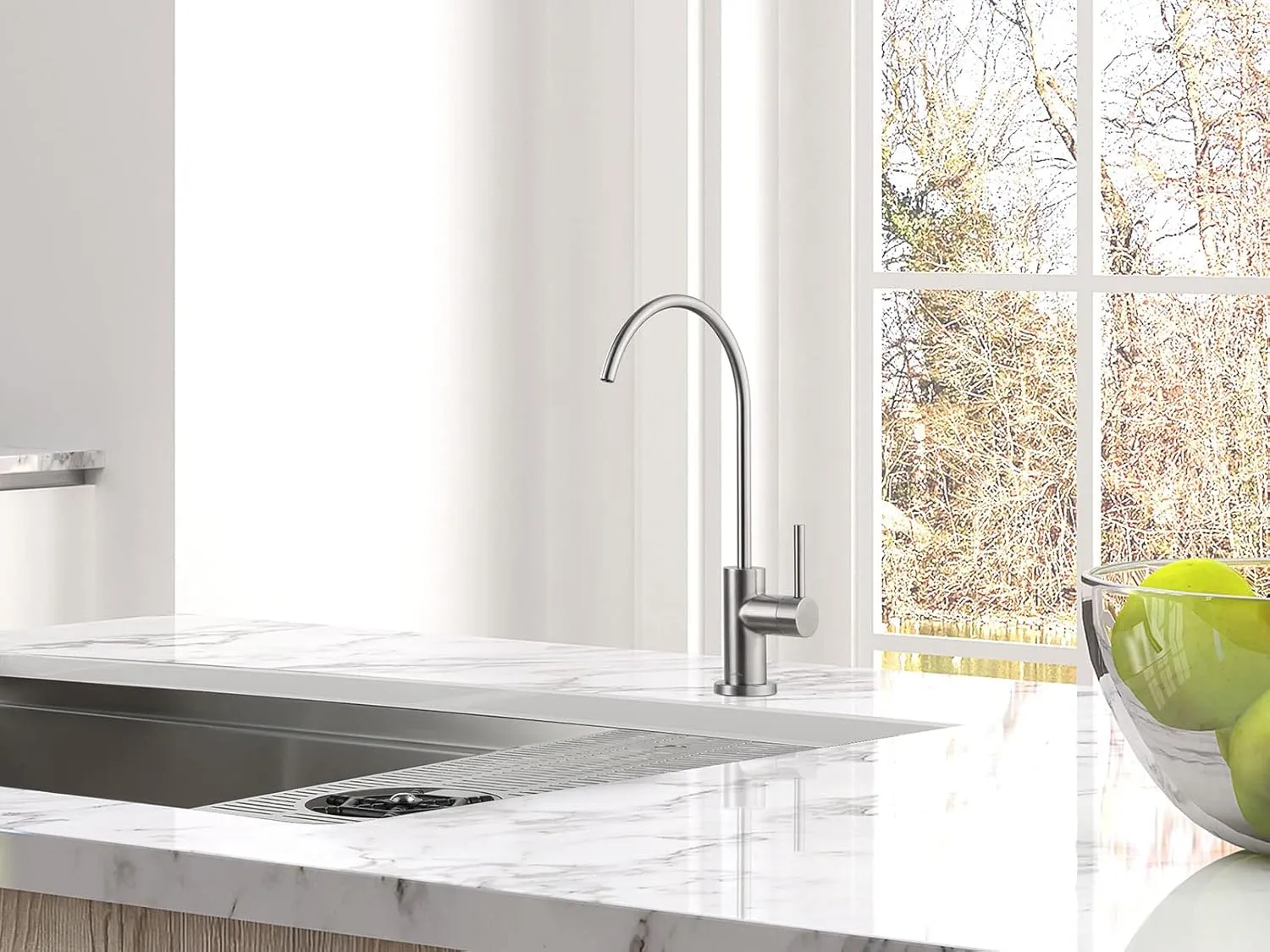 AS09SS Stainless Steel Kitchen Water Filter Faucet RO Faucet for Most Reverse Osmosis Units or Water Filtration System in Non-Air Gap