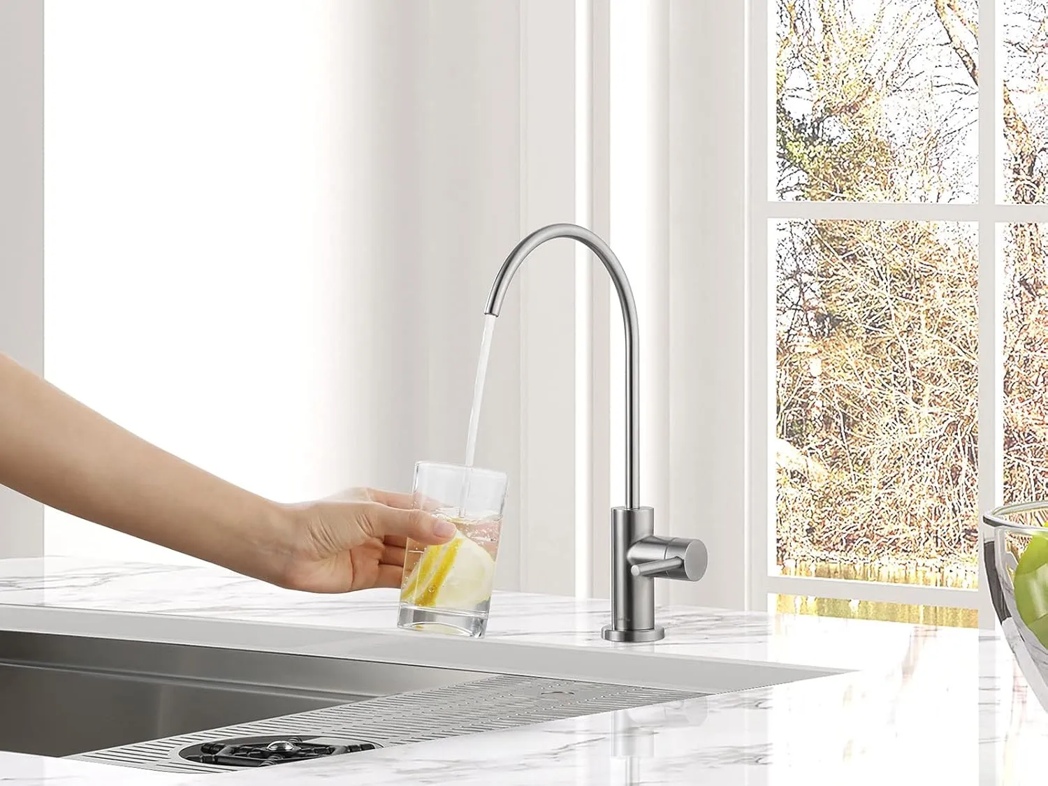 AS09SS Stainless Steel Kitchen Water Filter Faucet RO Faucet for Most Reverse Osmosis Units or Water Filtration System in Non-Air Gap