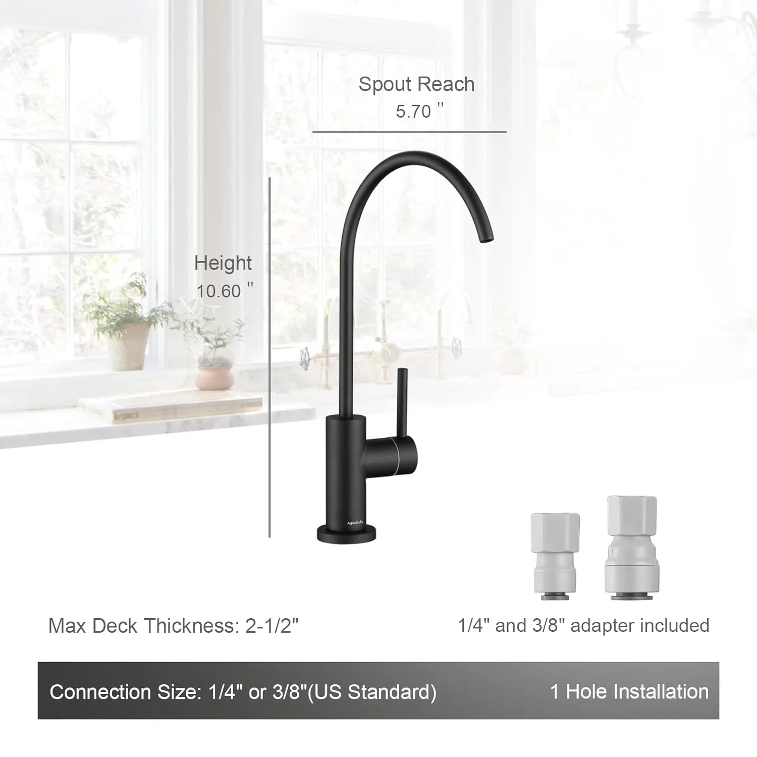 AS9MB Matte Black Stainless Steel Kitchen Water Filter Faucet RO Faucet for Most Reverse Osmosis Units or Water Filtration System in Non-Air Gap