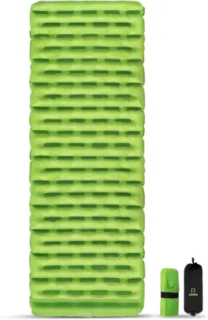 ATEPA Backpacking Sleeping Pad, 6 R-Value Insulated Ultralight Inflatable Sleeping Pad Thick Folding Camping Mattress with 7 Layers & Storage Bag for Camping Backpacking, Wide Long Size (72"x25")