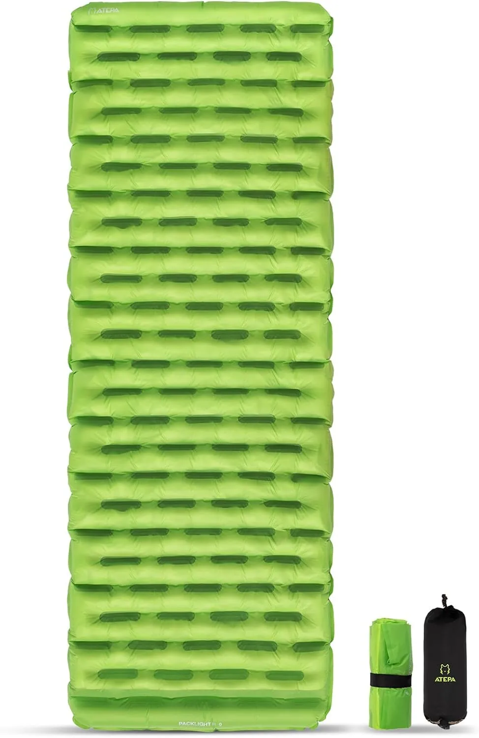 ATEPA Backpacking Sleeping Pad, 6 R-Value Insulated Ultralight Inflatable Sleeping Pad Thick Folding Camping Mattress with 7 Layers & Storage Bag for Camping Backpacking, Wide Long Size (72"x25")
