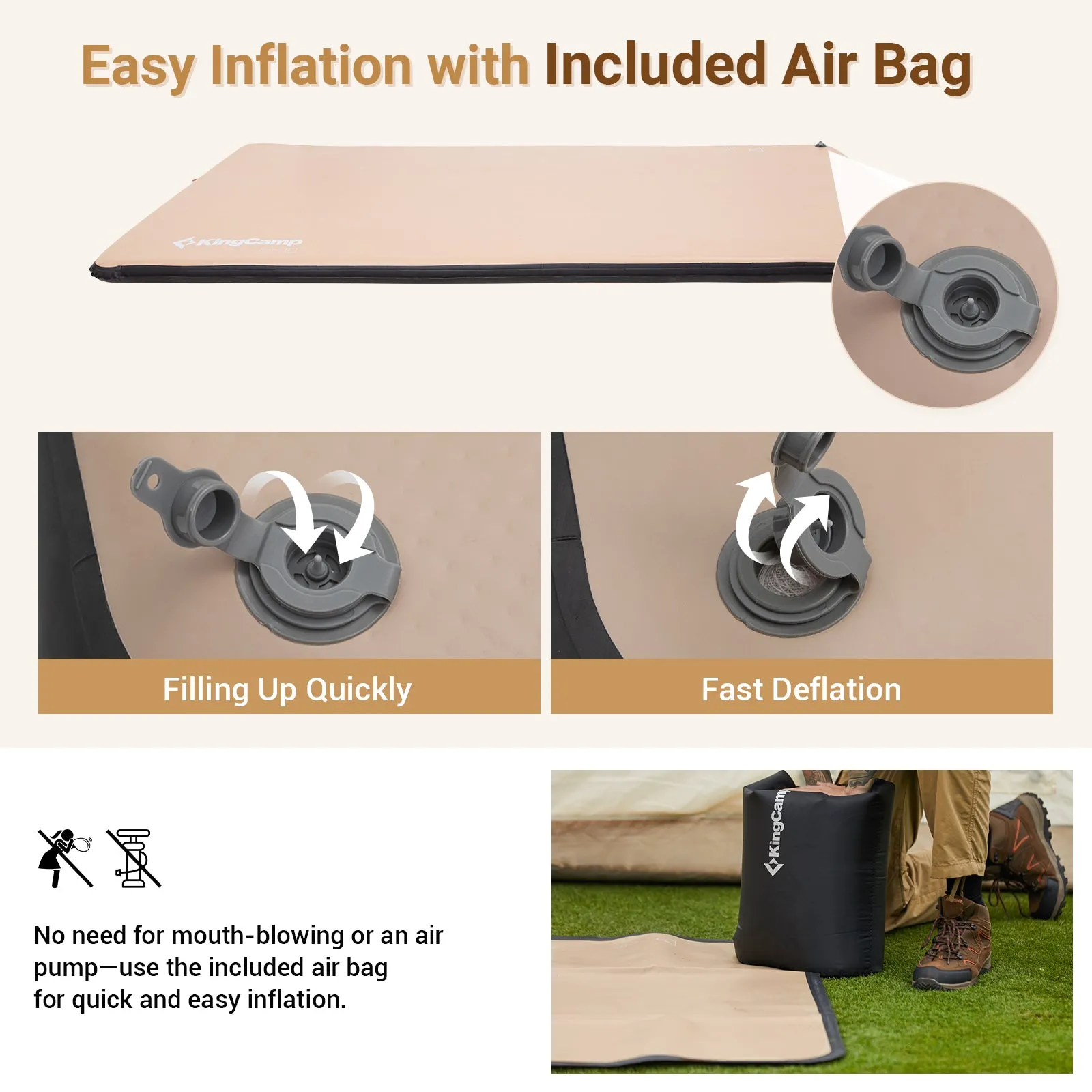 ATEPA Backpacking Tent   KingCamp Flexi Rest 5.0 Plus Air Sleeping Pad Combo
