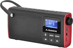 Avantree SP850 Rechargeable Portable FM Radio with Bluetooth Speaker and SD Card MP3 Player 3-in-1, Auto Scan Save, LED Display, Small Handheld Pocket Battery Operated Wireless Radio (No AM)