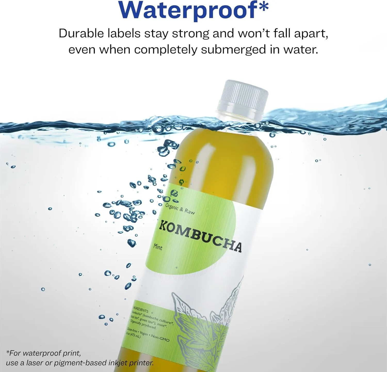 Avery Durable Waterproof Rectangle Labels, 8.5" x 11", 100 Total, Oil and Tear-Resistant, Waterproof, Laser/Pigment-Based Inkjet Printable