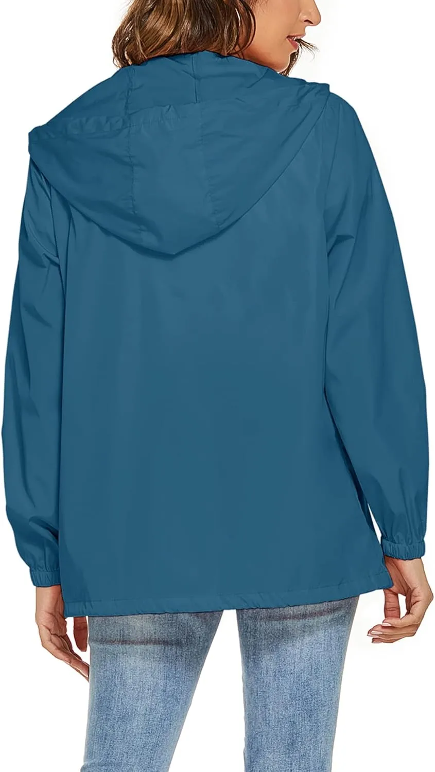 Avoogue Womens Waterproof Raincoat Lightweight Breathable Rain Jacket Hooded Rain Coat Outdoor Active Windbreaker with Pocket