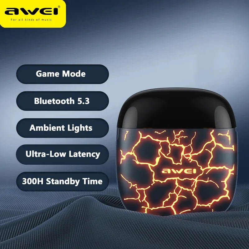 Awei Gaming Sports TWS Bass Low Latency Wireless Earbuds Bluetooth 5.1 With Mic