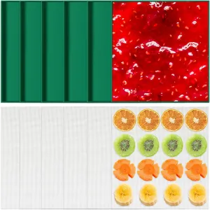 Baderke 6 Pcs 14" x 14" Silicone Dehydrator Mats with Edge Compatible with 6 Pcs Excalibur Dehydrator Sheets Mesh tray liners Accessories Square for Fruits Meat Vegetables(Dark Green)